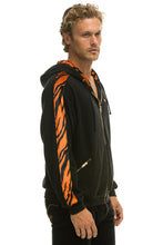 Carregar imagem no visualizador da galeria, TIGER STRIPE RELAXED ZIP HOODIE WITH POCKETS - BLACK // TIGER Hoodie Aviator Nation