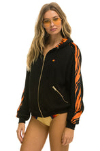 Carregar imagem no visualizador da galeria, TIGER STRIPE RELAXED ZIP HOODIE WITH POCKETS - BLACK // TIGER Hoodie Aviator Nation