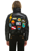 Load image into Gallery viewer, VINTAGE DENIM APRES PUFFER JACKET - BLACK GLOSSY Women&#39;s Outerwear Aviator Nation