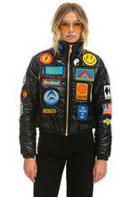 Load image into Gallery viewer, VINTAGE PATCH APRES PUFFER JACKET - BLACK GLOSSY Women&#39;s Outerwear Aviator Nation