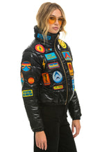 Load image into Gallery viewer, VINTAGE PATCH APRES PUFFER JACKET - BLACK GLOSSY Women&#39;s Outerwear Aviator Nation
