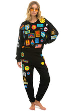 Load image into Gallery viewer, VINTAGE PATCH RELAXED CREW SWEATSHIRT - BLACK Sweatshirt Aviator Nation