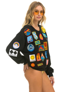 VINTAGE PATCH RELAXED CREW SWEATSHIRT - BLACK Sweatshirt Aviator Nation