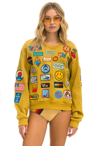 VINTAGE PATCH RELAXED CREW SWEATSHIRT - KHAKI Sweatshirt Aviator Nation