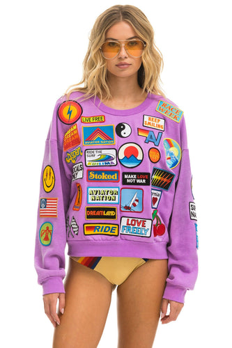 VINTAGE PATCH RELAXED CREW SWEATSHIRT - NEON PURPLE Sweatshirt Aviator Nation