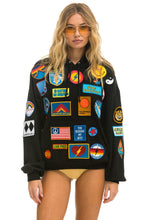 Load image into Gallery viewer, VINTAGE PATCH RELAXED PULLOVER HOODIE- BLACK Hoodie Aviator Nation