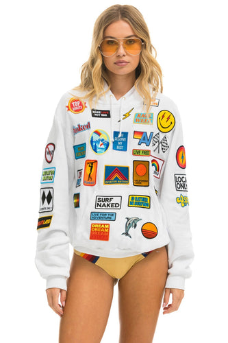 VINTAGE PATCH RELAXED PULLOVER HOODIE- WHITE Hoodie Aviator Nation