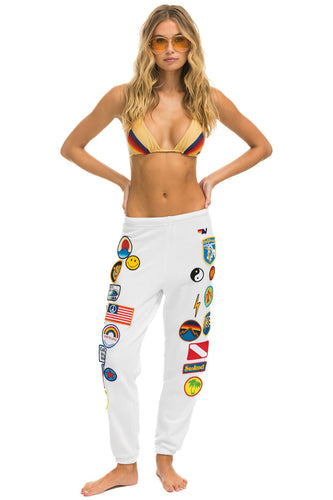VINTAGE PATCH SWEATPANTS - WHITE Women's Sweatpants Aviator Nation