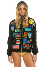 Load image into Gallery viewer, VINTAGE PATCH ZIP HOODIE RELAXED - BLACK Hoodie Aviator Nation