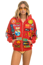 Load image into Gallery viewer, VINTAGE PATCH ZIP HOODIE RELAXED - RED Hoodie Aviator Nation