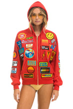 Load image into Gallery viewer, VINTAGE PATCH ZIP HOODIE RELAXED - RED Hoodie Aviator Nation
