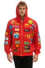 Load image into Gallery viewer, VINTAGE PATCH ZIP HOODIE RELAXED - RED Hoodie Aviator Nation
