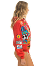 Load image into Gallery viewer, VINTAGE PATCH ZIP HOODIE RELAXED - RED Hoodie Aviator Nation