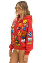 Load image into Gallery viewer, VINTAGE PATCH ZIP HOODIE RELAXED - RED Hoodie Aviator Nation
