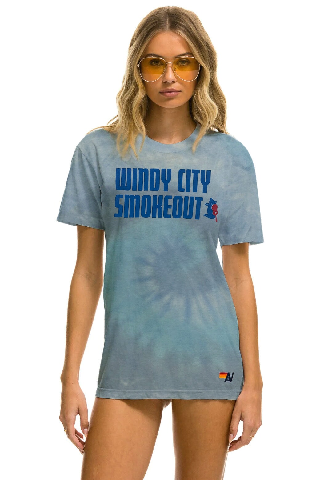WINDY CITY SMOKEOUT 2023 TEE - TIE DYE HEATHER BLUE Tees Aviator Nation