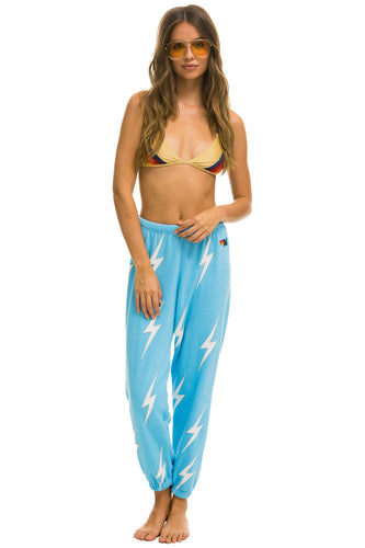 WOMEN'S BOLT STITCH REPEAT SWEATPANTS - SKY // WHITE Womens Sweatpants Aviator Nation