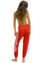 Carregar imagem no visualizador da galeria, WOMEN&#39;S CHECK LEG SWEATPANTS - RED // WHITE Womens Sweatpants Aviator Nation