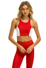 Load image into Gallery viewer, WOMEN&#39;S COLOR BLOCK RACER SPORTS BRA - CHERRY Sports Bra Aviator Nation