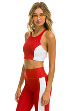 Load image into Gallery viewer, WOMEN&#39;S COLOR BLOCK RACER SPORTS BRA - CHERRY Sports Bra Aviator Nation