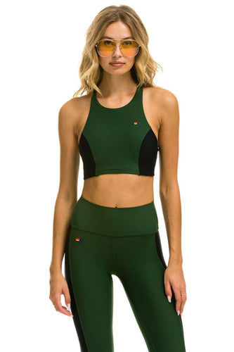 WOMEN'S COLOR BLOCK RACER SPORTS BRA - FOREST Sports Bra Aviator Nation
