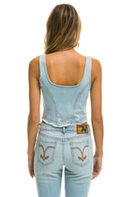 Carregar imagem no visualizador da galeria, WOMEN&#39;S DENIM TOP ZIP FRONT BUSTIER - SUPER LIGHT Women&#39;s Jeans Aviator Nation