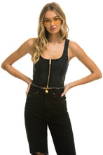 Load image into Gallery viewer, WOMEN&#39;S DENIM TOP ZIP FRONT BUSTIER - VINTAGE BLACK Women&#39;s Jeans Aviator Nation