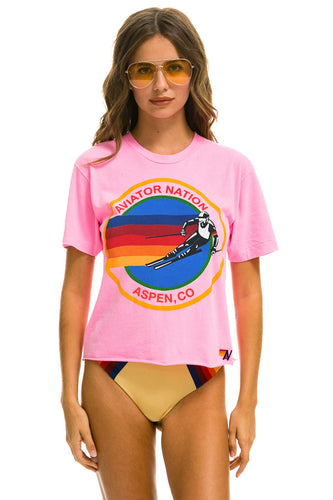 WOMEN'S SIGNATURE ASPEN BOYFRIEND TEE - NEON PINK Boyfriend Tee Aviator Nation