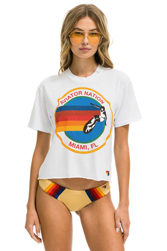WOMEN'S SIGNATURE MIAMI BOYFRIEND TEE - WHITE Boyfriend Tee Aviator Nation