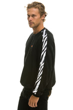 Load image into Gallery viewer, ZEBRA STRIPE RELAXED FIT CREW SWEATSHIRT - BLACK // ZEBRA Sweatshirt Aviator Nation