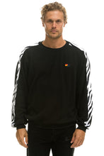 Load image into Gallery viewer, ZEBRA STRIPE RELAXED FIT CREW SWEATSHIRT - BLACK // ZEBRA Sweatshirt Aviator Nation