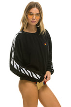 Load image into Gallery viewer, ZEBRA STRIPE RELAXED FIT CREW SWEATSHIRT - BLACK // ZEBRA Sweatshirt Aviator Nation