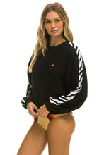 Load image into Gallery viewer, ZEBRA STRIPE RELAXED FIT CREW SWEATSHIRT - BLACK // ZEBRA Sweatshirt Aviator Nation