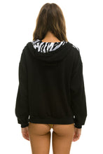 Load image into Gallery viewer, ZEBRA STRIPE RELAXED ZIP HOODIE WITH POCKETS - BLACK // ZEBRA Hoodie Aviator Nation