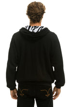 Load image into Gallery viewer, ZEBRA STRIPE RELAXED ZIP HOODIE WITH POCKETS - BLACK // ZEBRA Hoodie Aviator Nation